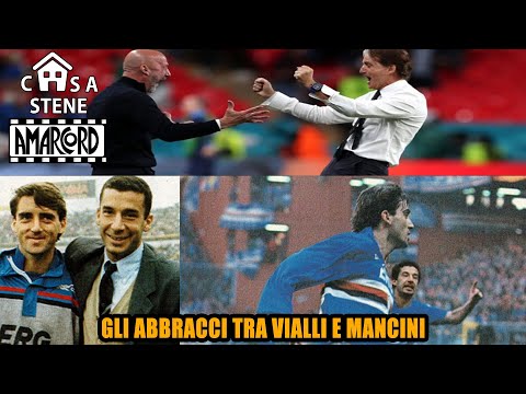 L'ABBRACCIO TRA VIALLI E MANCINI SAMPDORIA-PISA 4-2 SERIE A 1990-91 SERVIZIO DI 90°MINUTO#CASASTENE