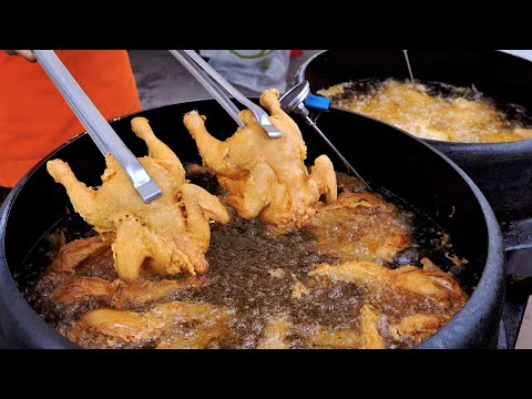 $ 6 Whole Chicken Frying in a Cauldron, Dakgangjung | Korean Street food