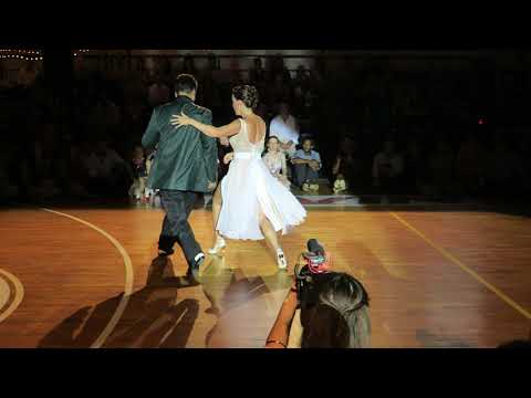  Juana Sepulveda  and  Mariano Frumboli  are  dancing  to  Domingo Federico  at  A los amigos tango festival  in  2019