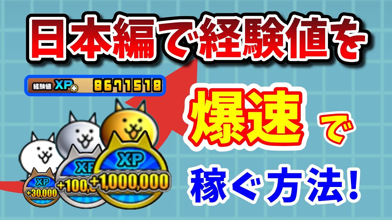 【初心者必見】日本編でXPを爆速で稼ぐ方法5選！序盤の経験値不足を完全解消！【にゃんこ大戦争】