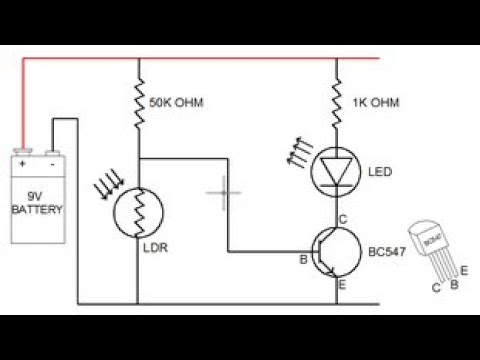 Diy Darkness sensor circuit with BC547 transistor & LDR. For school & College projects
