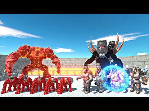 Gun Head Lava Golem Team vs Gun Head Goro Team + Mutant Dark Goro in Lava Stadium Arena - ARBS