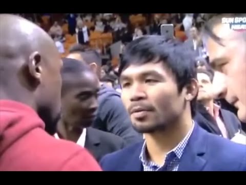 Manny Pacquiao Floyd Mayweather Meet Face to Face, Miami Heat Game January 27 2015