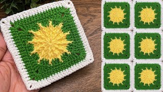 How to crochet sun square tutorial
