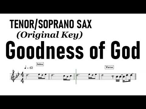 Goodness of God Tenor Soprano Sax Original Key Sheet Music Backing Track Partitura