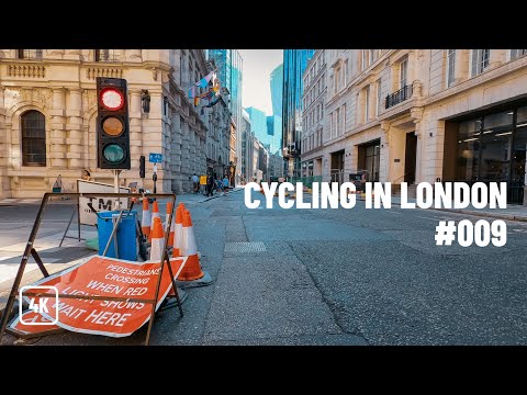 Cycling in London 4K - Cycling westbound from Canary Wharf. Part 1