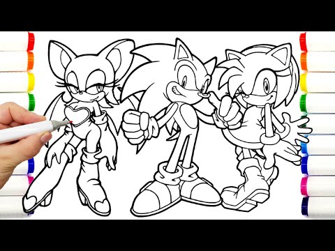 Sonic Team Coloring Pages Sonic The Hedgehog  Teils , Shadow ,Amy Rose, Knuckles draw COMPILATION 4