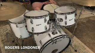 Video thumbnail for 1970s Rogers Londoner New England White Drum Kit by Hawthorne Drum Shop