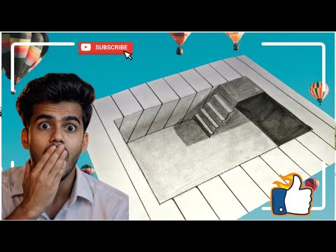 Easy 3D drawing stairs illusion on paper #art #drawing