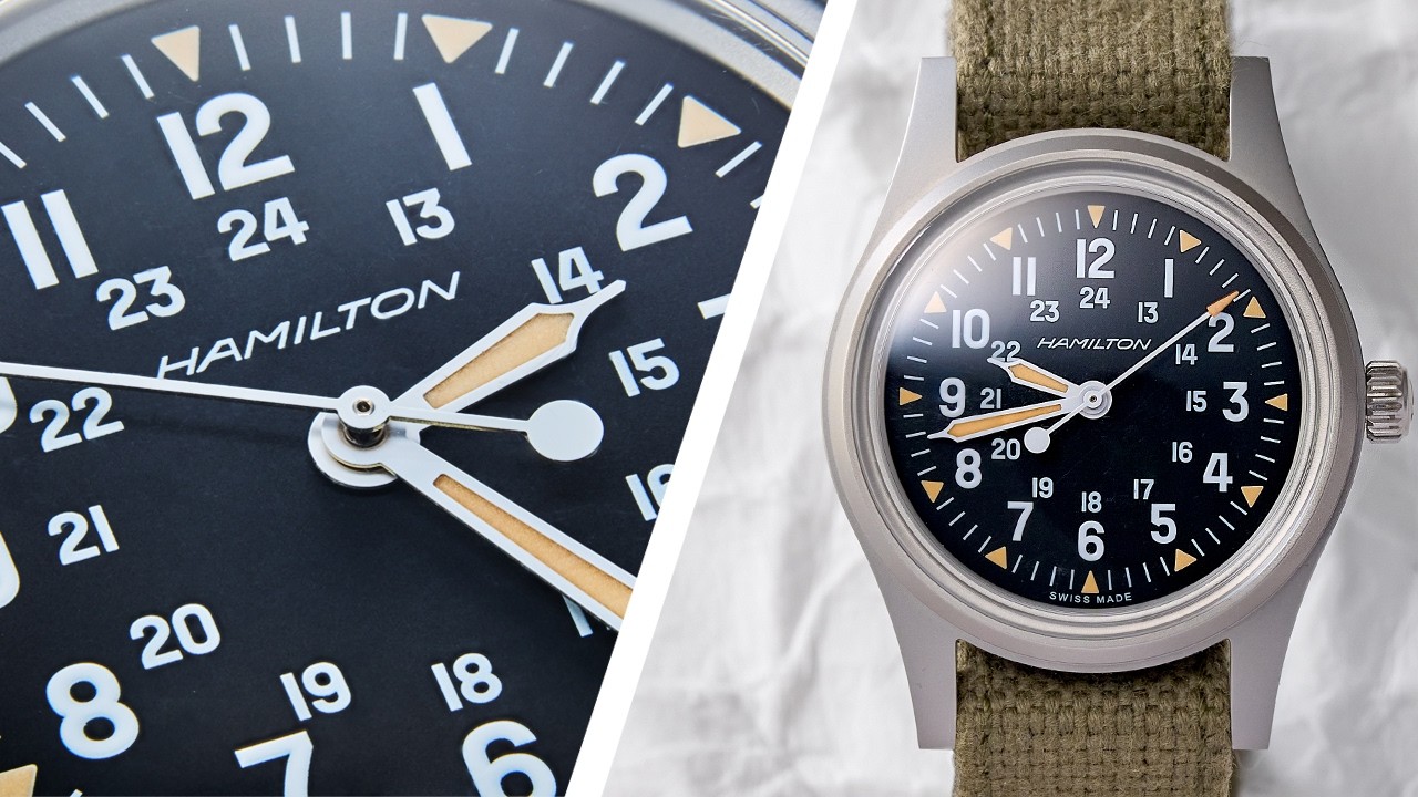 Hamilton Khaki Field America Anniversary Edition 38mm stainless steel cream dial with blue seconds on NATO strap