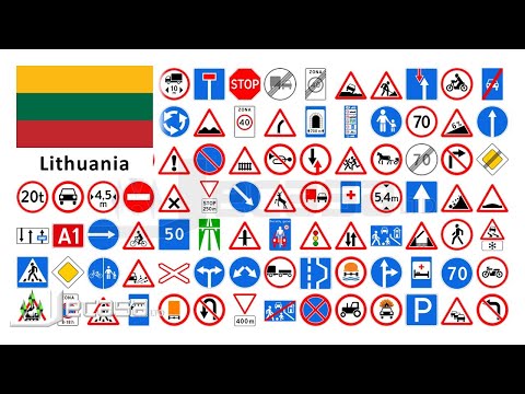 Traffic-Road Signs in Lithuania (Vilnius, Kaunas, Klaipėda, Šiauliai, Panevėžys), English Vocabulary
