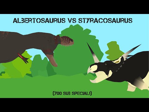 Albertosaurus vs Styracosaurus - Stick Nodes dinosaur fight (700 subscriber special!)