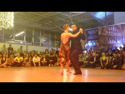  Sebastian Arce  and  Mariana Montes  are  dancing  to  "  Tenía que suceder  "  by  Carlos di Sarli  at  Sultans Tango  Festival  in  2016