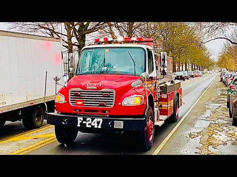 “RARE CATCH” OF FDNY ENGINE 247 & IT’S FOAM UNIT RESPONDING TO 3RD ALARM FIRE IN AUTO BODY SHOP, NYC