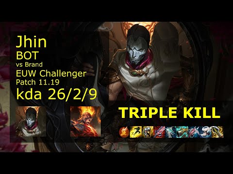 Jhin ADC & Janna vs Brand & Yuumi - EUW Challenger 26/2/9 Patch 11.19 Gameplay