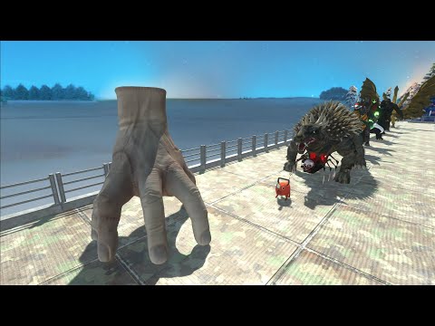 HAND WEDNESDAY VS GHIDORAH LAVA DEATH FALL - Animal Revolt Battle Simulator
