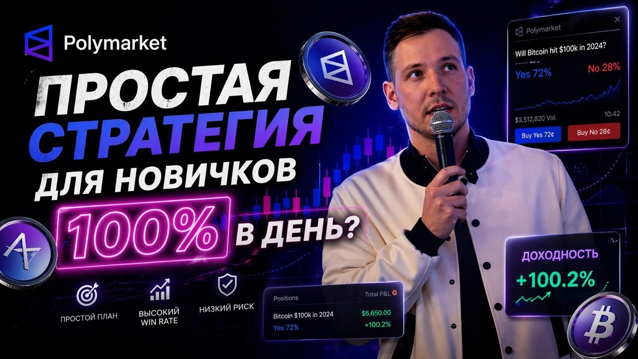Polymarket простая стратегия для новичков 100% в день