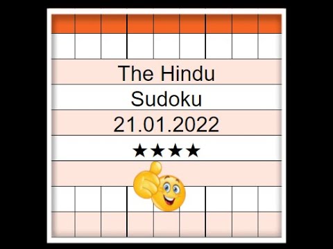🔊How to Solve The Hindu Sudoku 4 Star | Step by Step Solution | 21.01.2022 | Difficulty Level  ★★★★