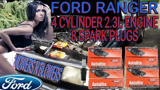 FORD RANGER PROJECT 2.3L 4 CYLINDER ENGINE DIFFICULT TUNE UP CHANGE 8 SPARK PLUGS REPLACEMENT EP. 18