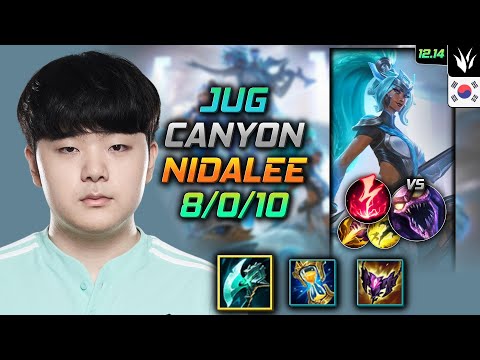 캐니언 정글 니달리 밤수 감전 - Canyon Nidalee Jungle vs Skarner - 롤 KR 12.14