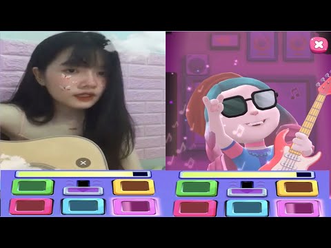 Cute Girl Imitate Angela Playing Exciting Guitar - My Talking Angela 2 In Real Life ConCert