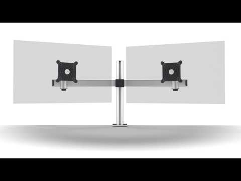 Skärmhållare Durable för 2 Skärmar Bordsfäste Silver - Youtube manufacturer video 2