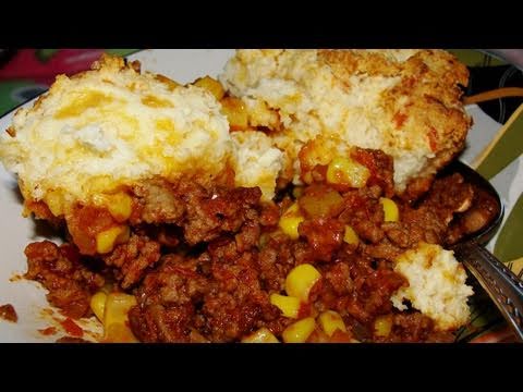 Taco Beef Bake with Cheddar Biscuit Topping