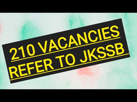 210 Fresh Vacancies Refer to Jkssb || Update