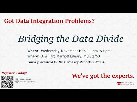 Bridging the Data Divide focuses on data integration challenges and solutions across various fields. Jeremiah Solari discusses the Utah Data Research Center's role in integrating longitudinal data from multiple educational and workforce systems. Marina Cogan highlights issues with large-scale social media data, including sparsity and bias. Nina De Lacey emphasizes the fragmentation of health data and the need for better integration. Vikrant Deshmukh details the University of Utah's Enterprise Data Warehouse, which integrates over 200 systems. Ram Guru Petty introduces the Exposure Health Informatics Ecosystem for complex data integration. The panel also addresses data security, access policies, and the importance of census data in research.