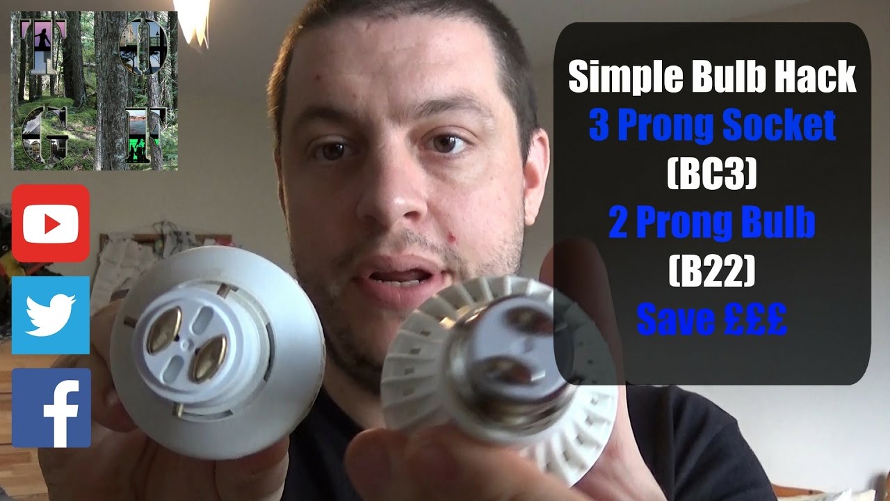 Bulb Hack | 3 Prong socket, 2 prong bulb | Save Money £££ | B22 to BC3 |