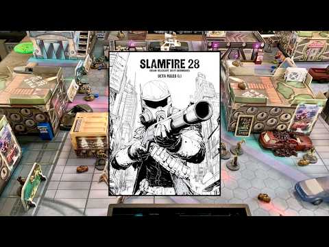 Slamfire 28 Battle Report, Mercs vs Zombies, New Tabletop Skirmish Miniatures Game