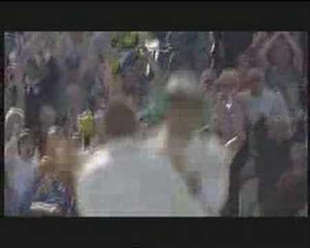 Simon Jones bowls Clarke