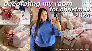 DECORATING MY ROOM FOR CHRISTMAS ⛸️⛄️ decor shopping, room makeover, haul + decorate w/me!