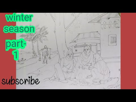 Easy winter season subject drawing in watercolor painting part-1 Draw with pranil