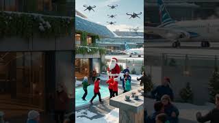 red-hatted Santa Claus being relaxed in geothermal pool