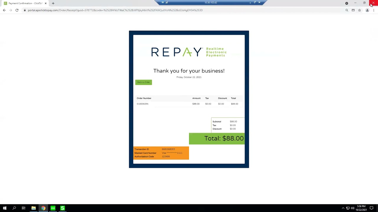 REPAY Sage 100 ClickToPay