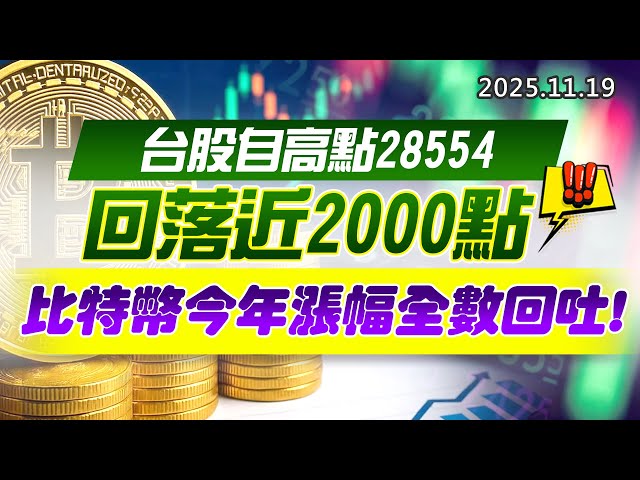 20251119《股市最錢線》#高閔漳 “台股自高點28554回落近2000點””比特幣今年漲幅全數回吐”