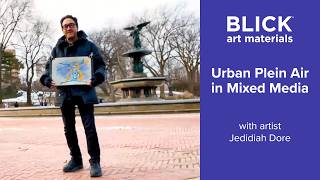 Plein Air Mixed Media Drawing in Central Park | Painting the Angel of Waters at Bethesda Fountain