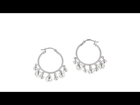 Deb Guyot Herkimer "Diamond" Quartz Dangle Hoop Earrings