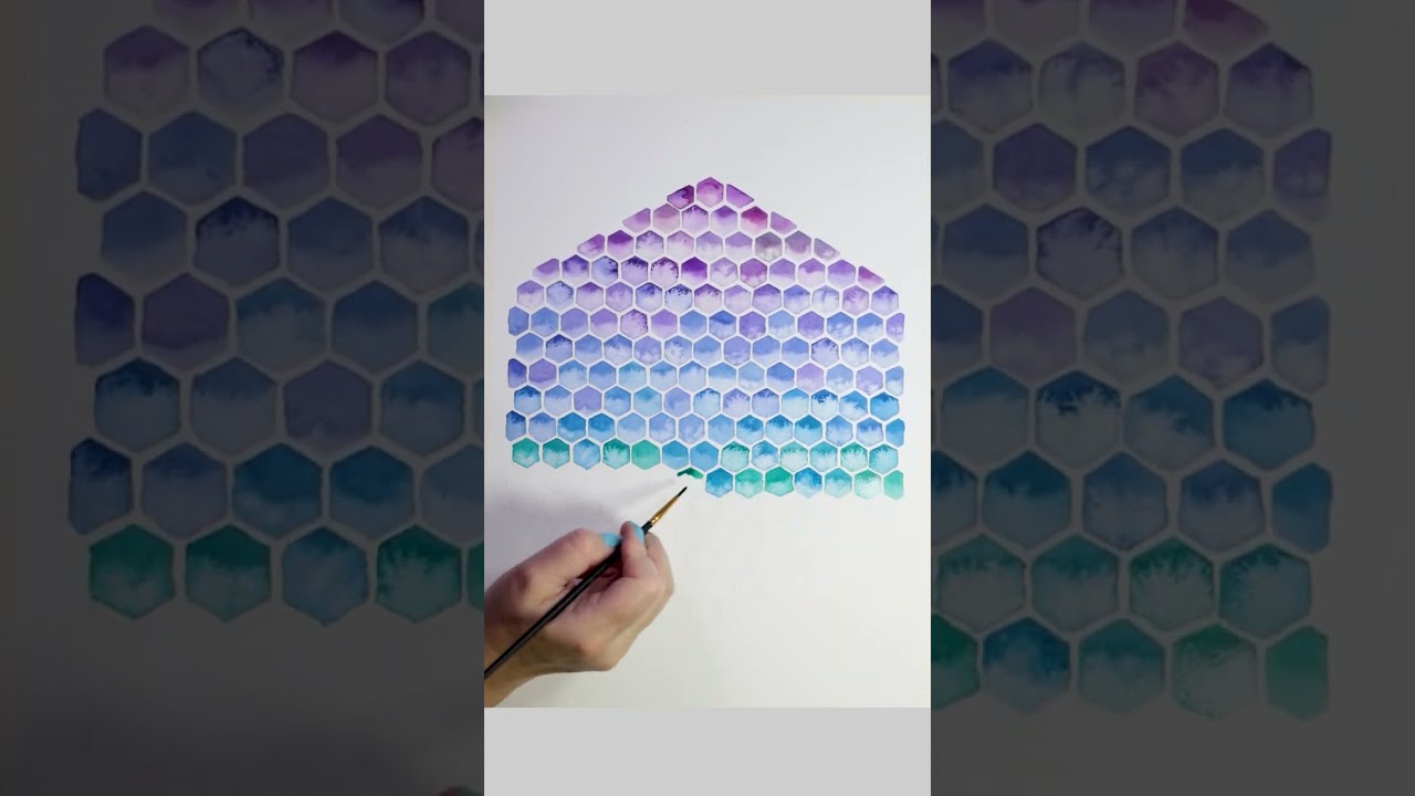 Hexagon-ception #watercolor #shapes #artist #shorts