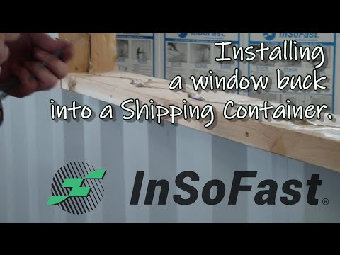 Part of a video titled How to install wood window bucks into a shipping container - YouTube
