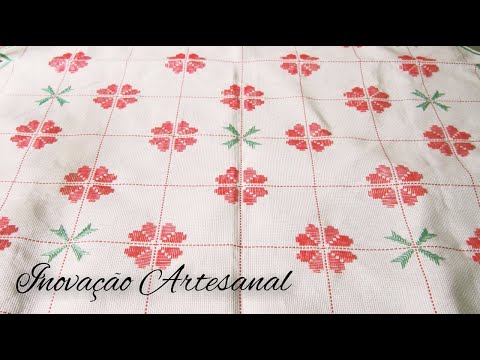 54- Bordado Ponto Reto para toalha de mesa