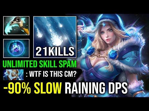 How to Solo Mid CM 90% Slow Unlimited Raining Arrow Endless Skill Spam Crystal Maiden Dota 2