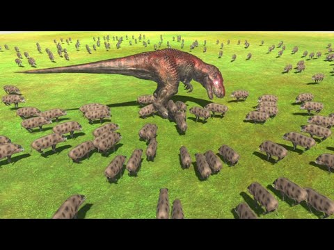 LEVEL 9999 T-Rex vs 300 Pigs Animal Revolt Battle Simulator
