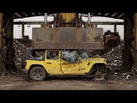 Jeep Rubicon Crushed by Heavy Hydraulic Press | Extreme SUV Destruction Test