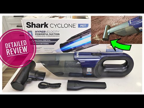Shark Cyclone PET Handheld Vacuum with 8" Crevice Tool, HyperVelocity Suction, Navy Blue/Grey, CH701 video review thumbnail