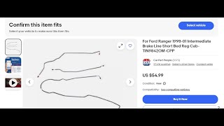 1997-2011 Ford Ranger Rusted out Brake lines Replacement Part #1