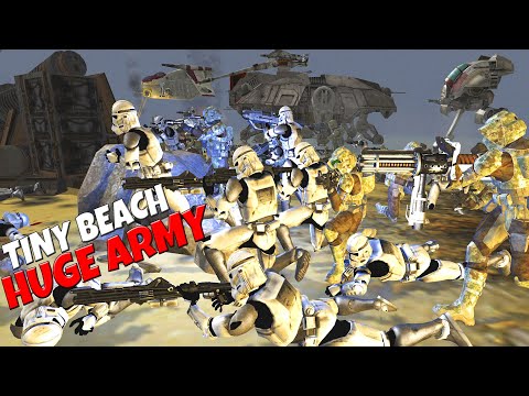 HUGE Clone Wars Army Lands on TINY BEACH! - Men of War: Star Wars Mod Battle Simulator