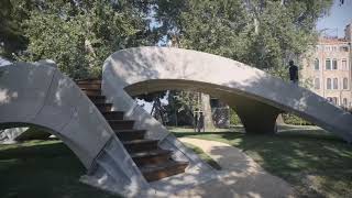#3dprintedbridge Striatus - a first of its kind 3D concrete printed arched bridge - now open video