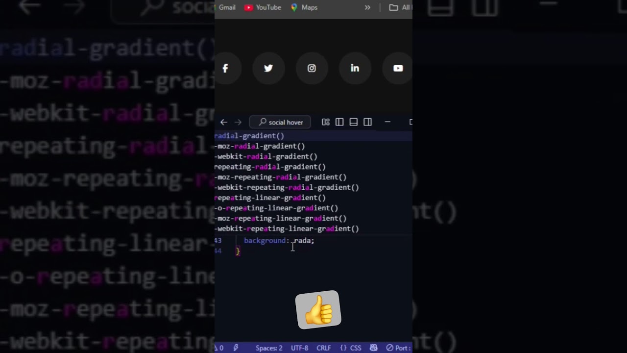 💫 Modern Social Icon Hover Effect Using Pure CSS | #shorts